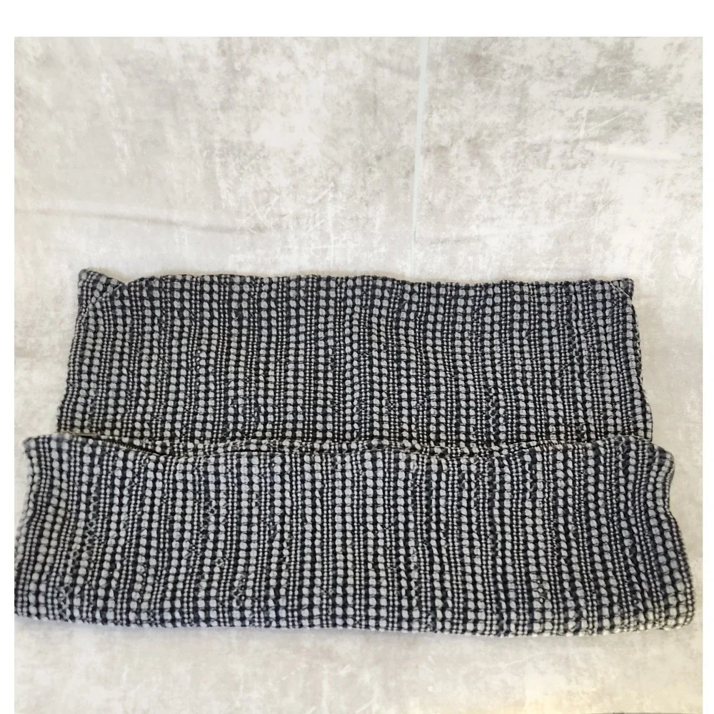 Pottery Barn Euro Pillow Cover Square Black Textured Woven Zipper Closure Boho